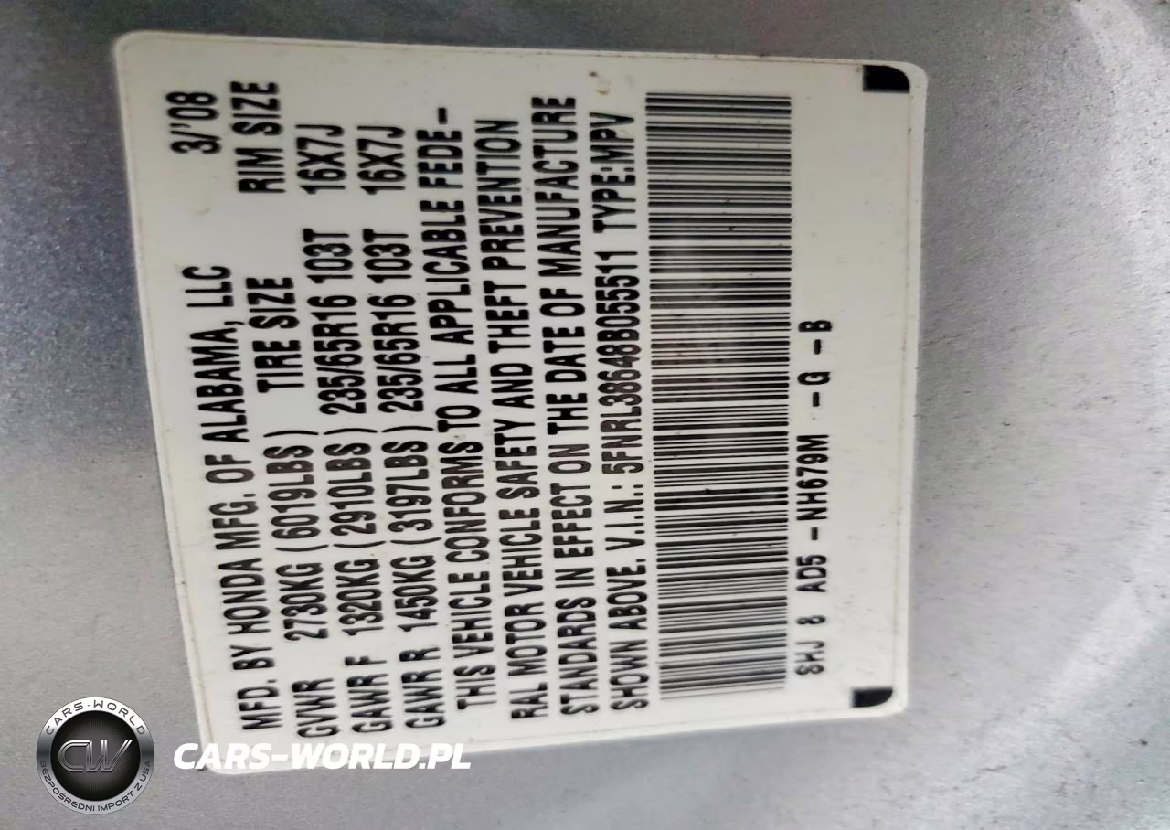 2008 Honda Odyssey Exl VIN:5FNRL38648B055511 - 13