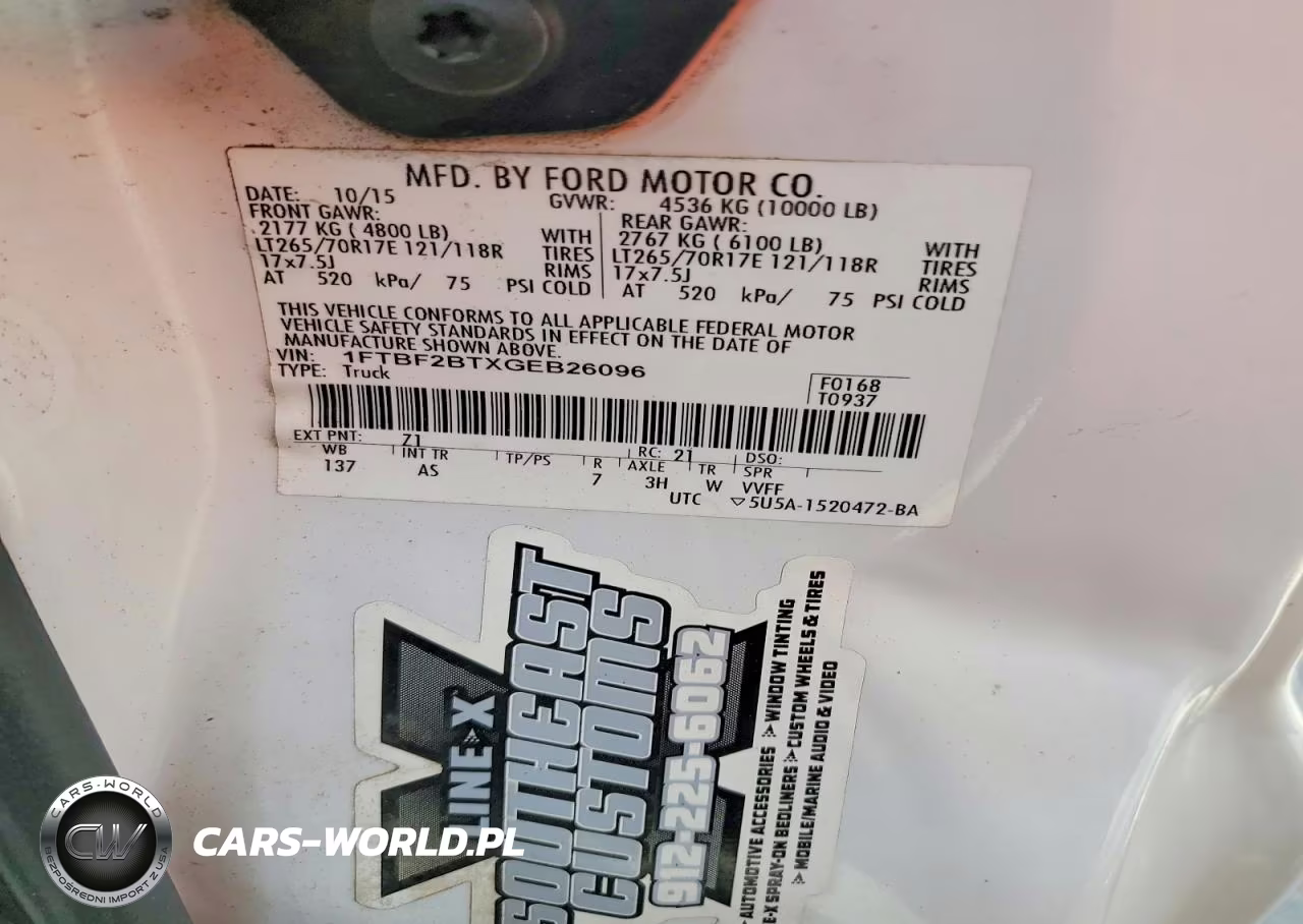 2016 Ford F250 Super Duty VIN:1FTBF2BTXGEB26096 - 12