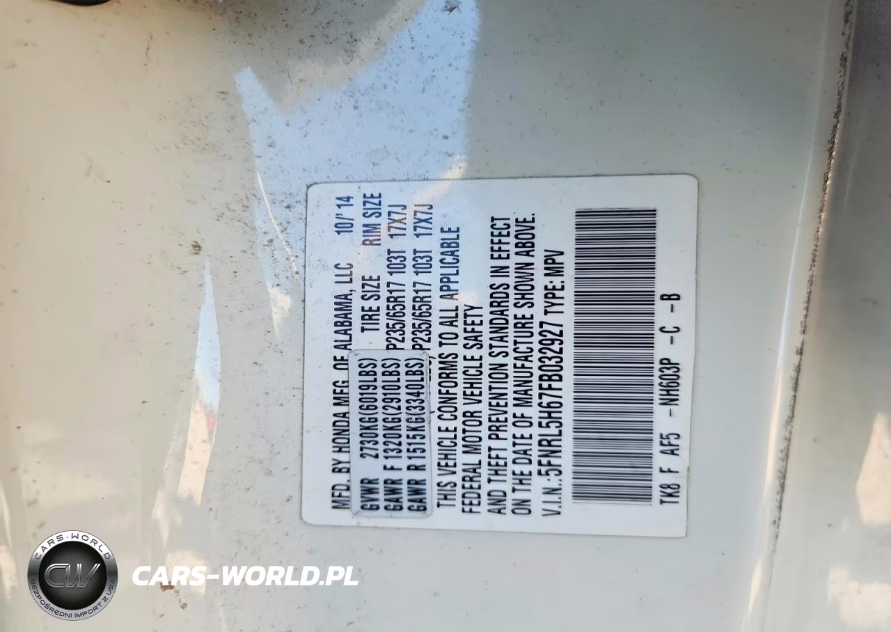 2015 Honda Odyssey Exl VIN:5FNRL5H67FB032927 - 12