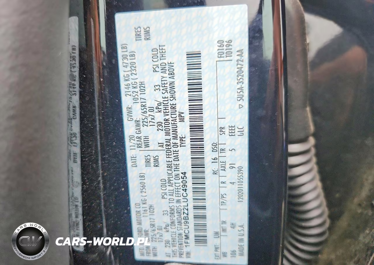 2020 Ford Escape Se Sport VIN:1FMCU9BZ2LUC49054 - 14