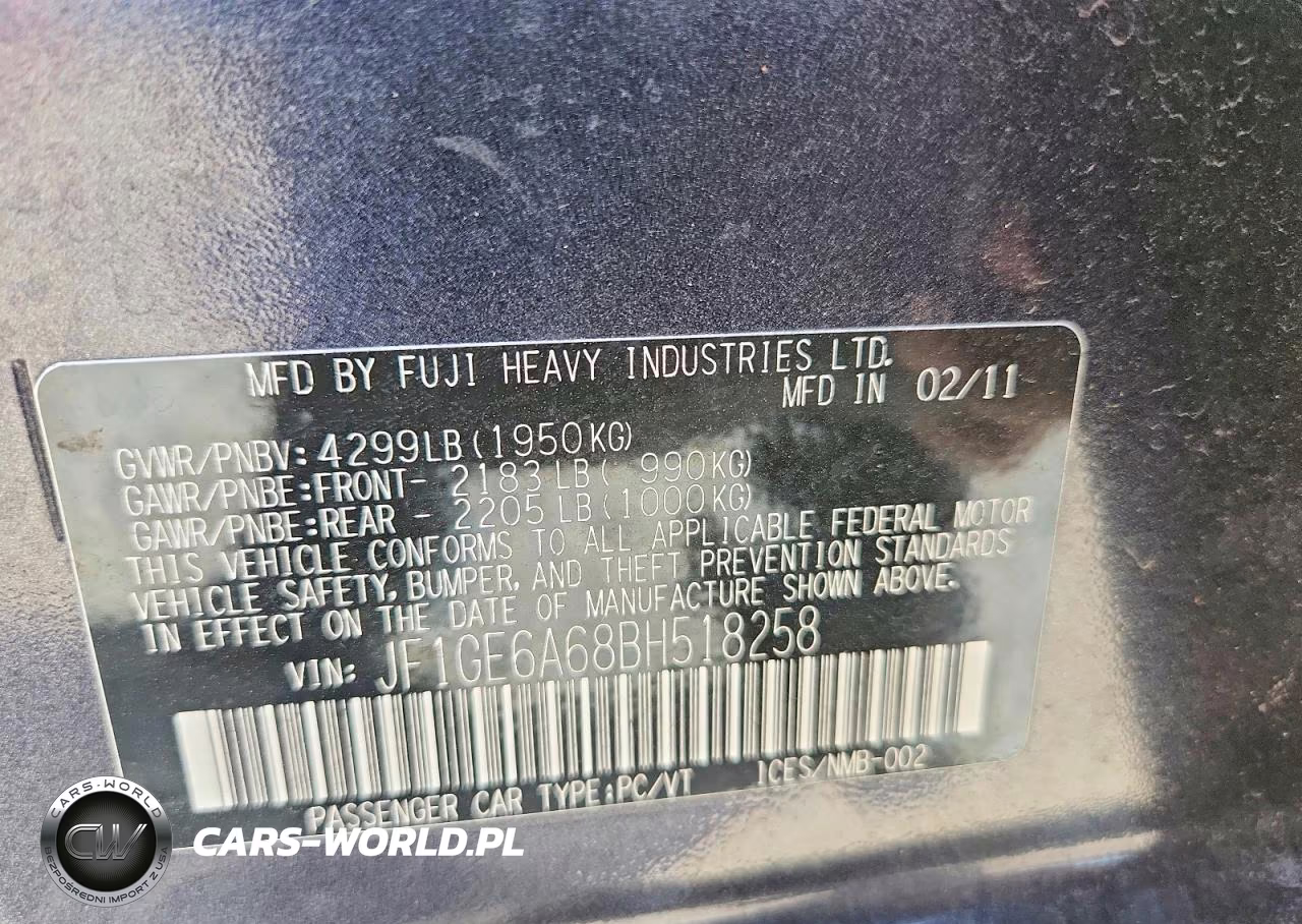 2011 Subaru Impreza 2.5I VIN:JF1GE6A68BH518258 - 12