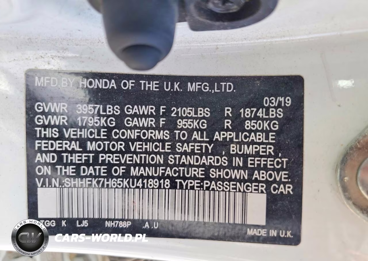 2019 Honda Civic Ex VIN:SHHFK7H65KU418918 - 12