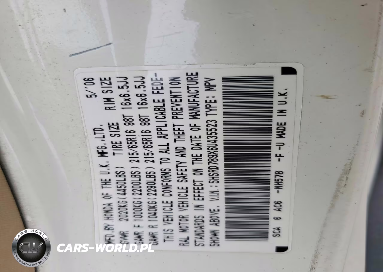 2006 Honda Cr-V Se VIN:SHSRD789X6U435523 - 13