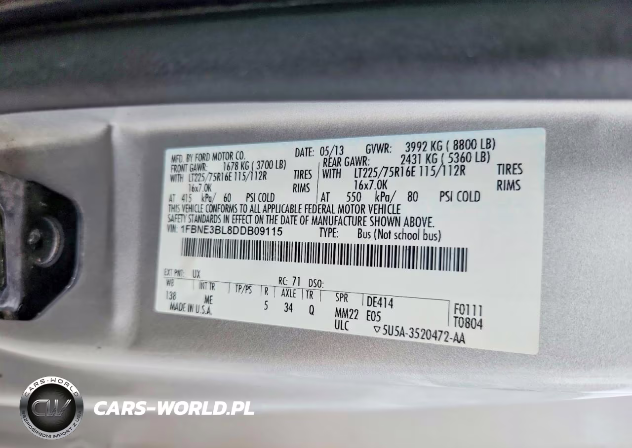2013 Ford Econoline E350 Super Duty Wagon VIN:1FBNE3BL8DDB09115 - 13