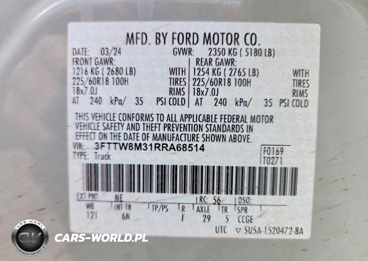 2024 Ford Maverick Lariat VIN:3FTTW8M31RRA68514 - 12