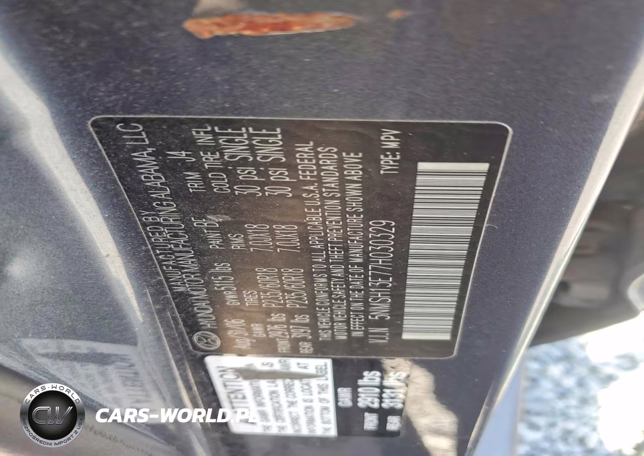 2007 Hyundai Santa Fe Se VIN:5NMSH13E77H030329 - 13