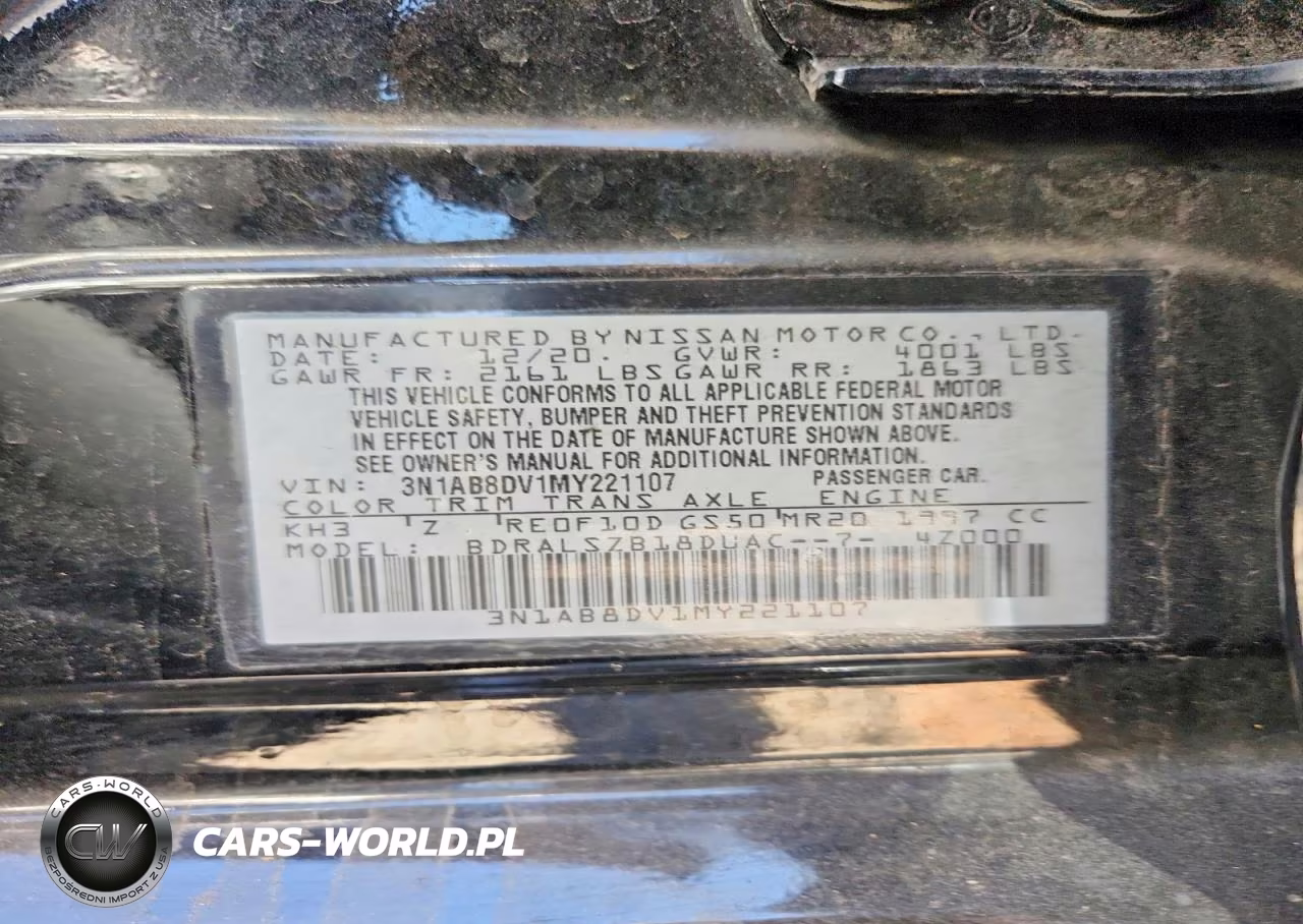 2021 Nissan Sentra Sr VIN:3N1AB8DV1MY221107 - 12