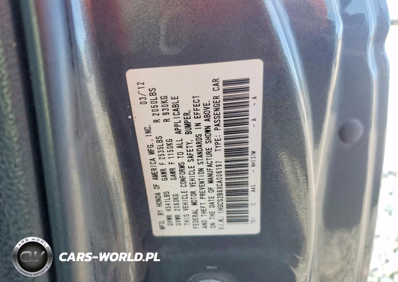 2012 Honda Accord Exl VIN:1HGCS2B8XCA006197 - 12