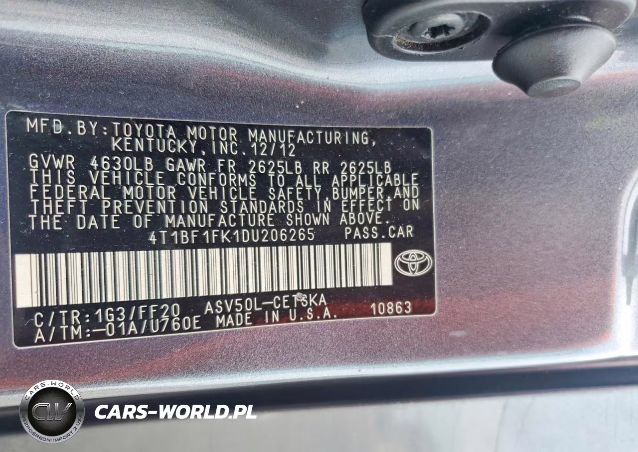 2013 Toyota Camry Se VIN:4T1BF1FK1DU206265 - 13