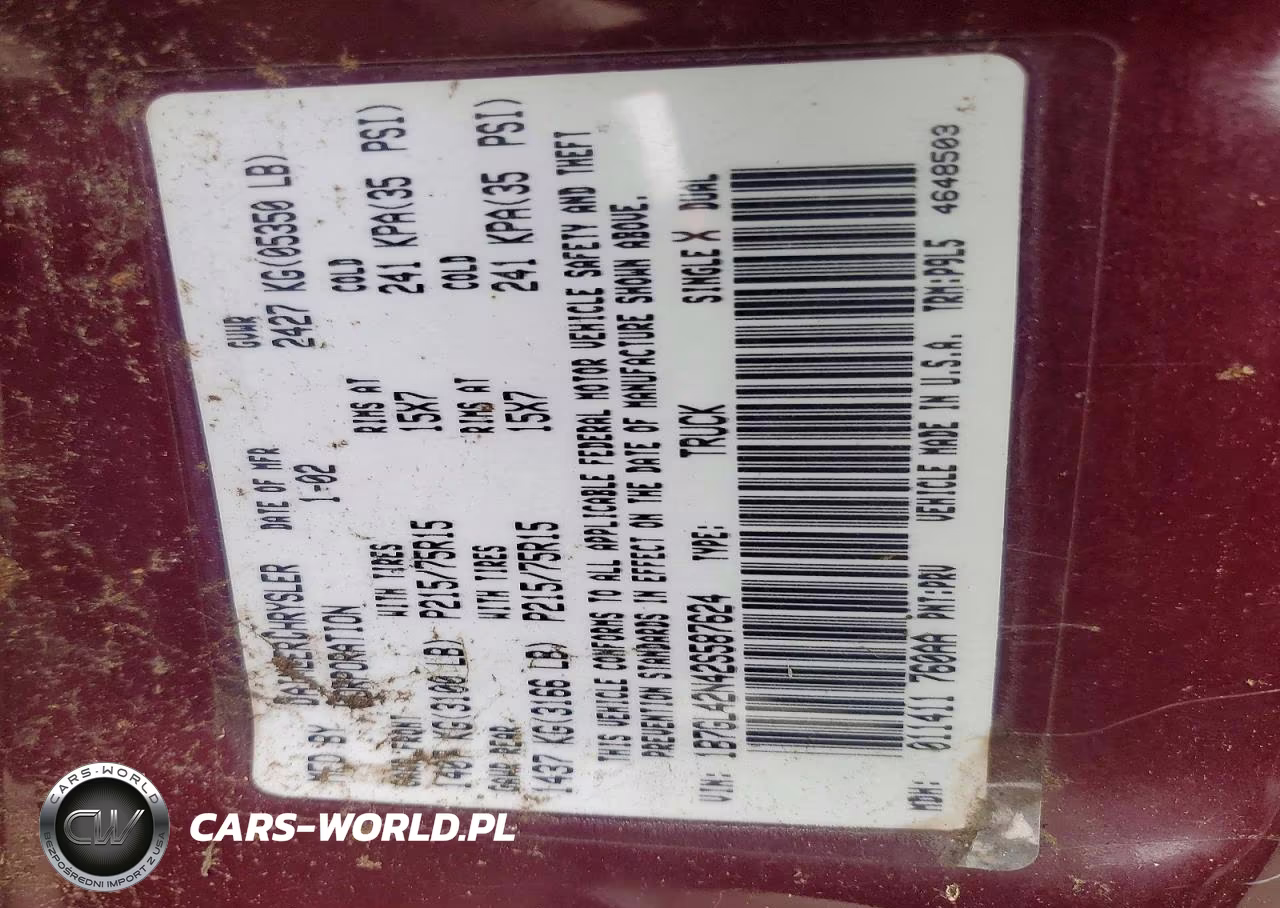 2002 Dodge Dakota Slt VIN:1B7GL42N42S587624 - 12