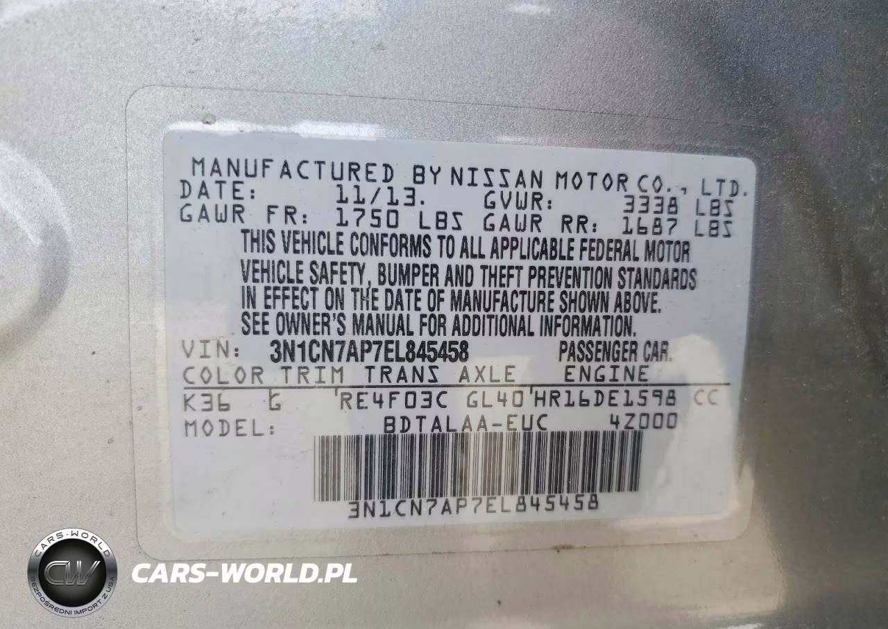 2014 Nissan Versa 1.6 S VIN:3N1CN7AP7EL845458 - 12