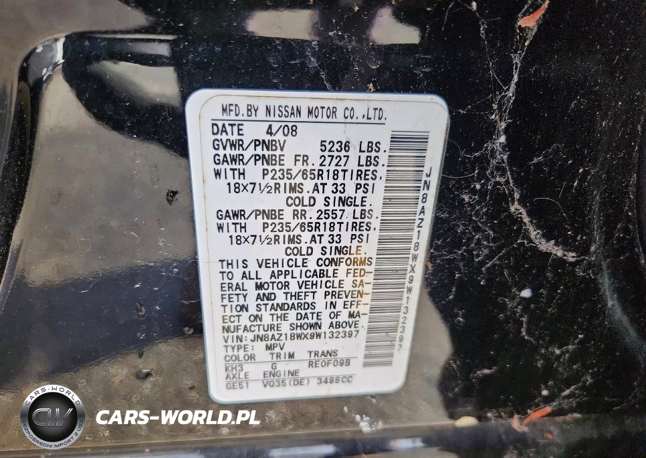 2009 Nissan Murano S VIN:JN8AZ18WX9W132397 - 13