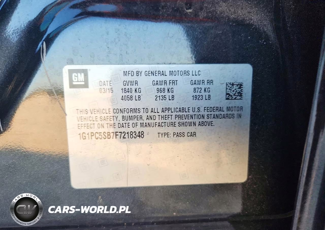 2015 Chevrolet Cruze Lt VIN:1G1PC5SB7F7218348 - 12