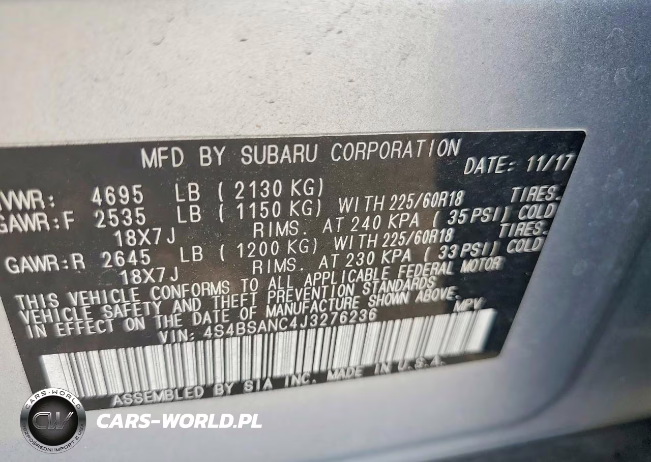 2018 Subaru Outback 2.5I Limited VIN:4S4BSANC4J3276236 - 14