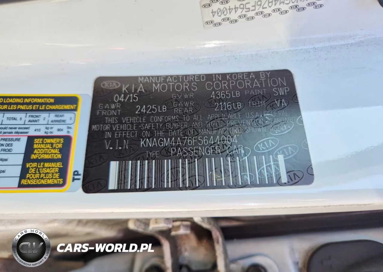 2015 Kia Optima Lx VIN:KNAGM4A76F5644004 - 12
