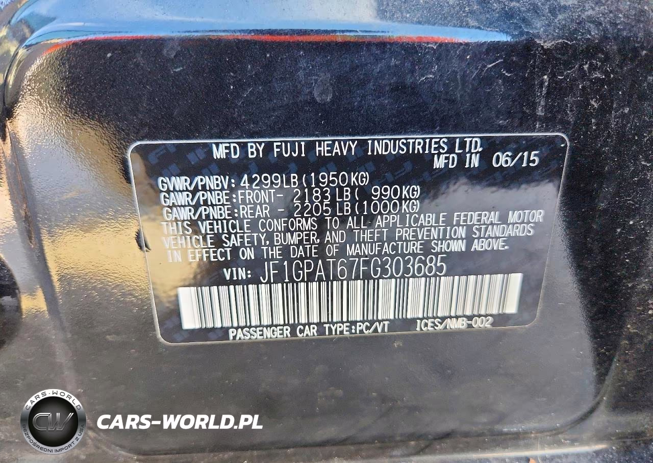 2015 Subaru Impreza Sport VIN:JF1GPAT67FG303685 - 14