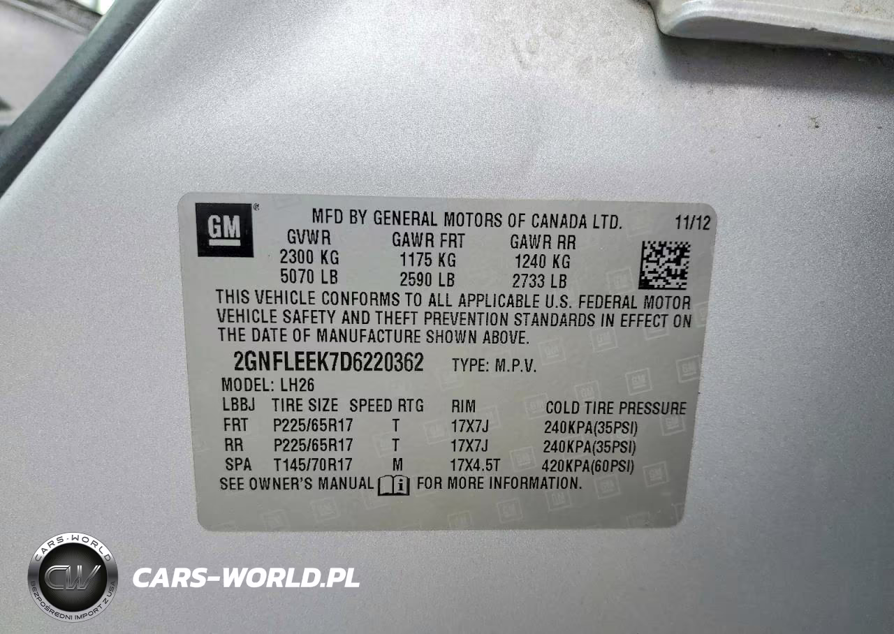 2013 Chevrolet Equinox Lt VIN:2GNFLEEK7D6220362 - 12