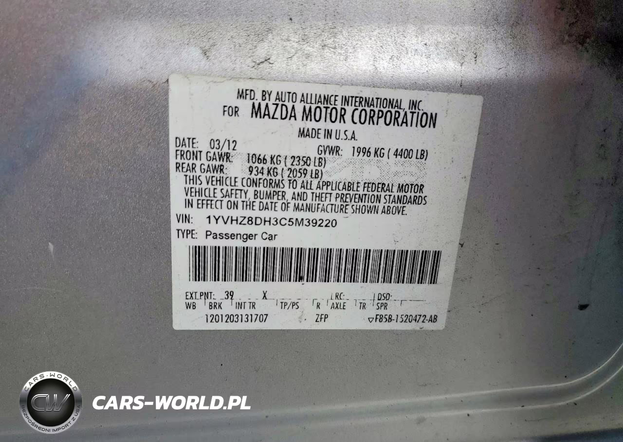 2012 Mazda 6 I VIN:1YVHZ8DH3C5M39220 - 12