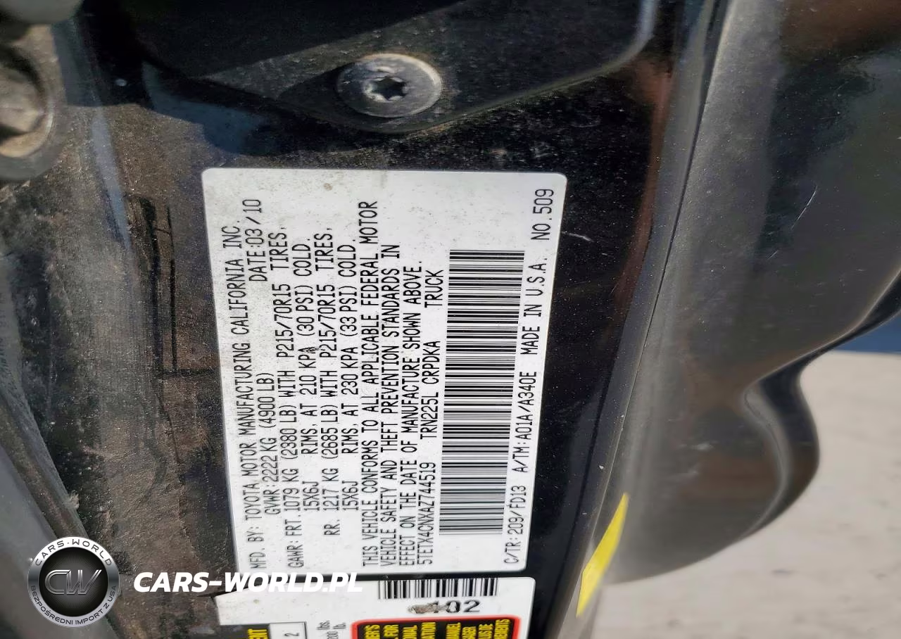 2010 Toyota Tacoma Base VIN:5TETX4CNXAZ744519 - 12