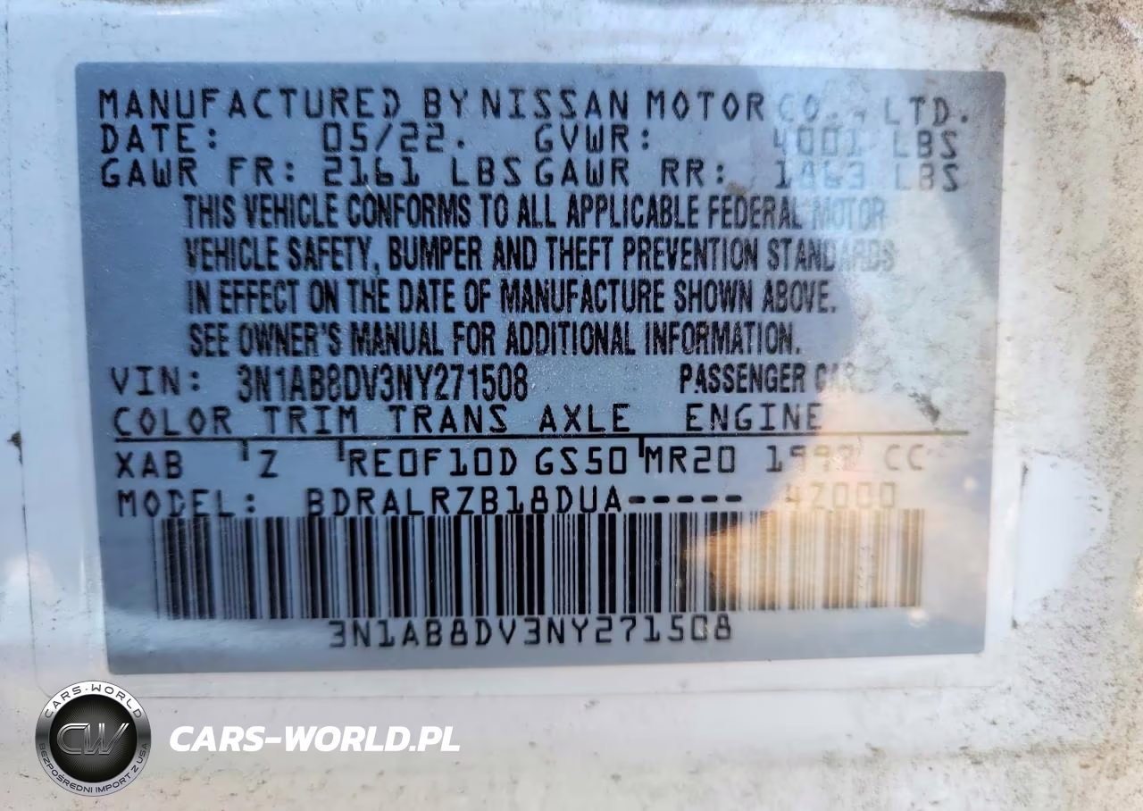 2022 Nissan Sentra Sr VIN:3N1AB8DV3NY271508 - 13
