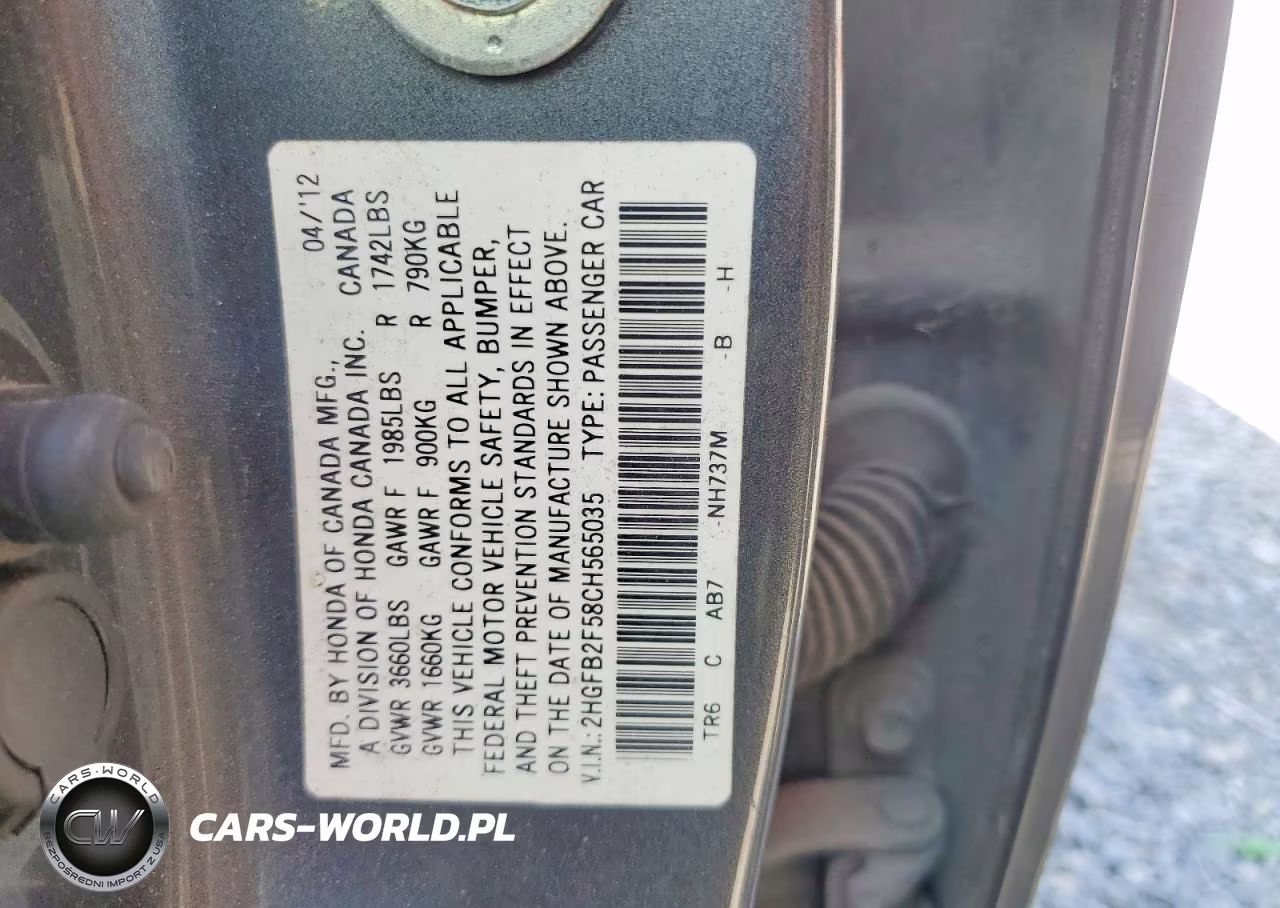 2012 Honda Civic Lx VIN:2HGFB2F58CH565035 - 13