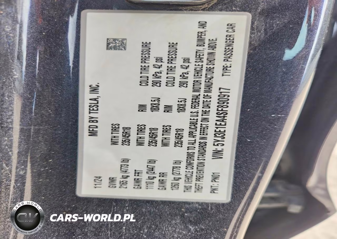 2025 Tesla Model 3 VIN:5YJ3E1EA4SF890917 - 12
