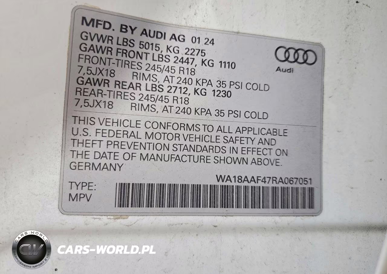 2024 Audi A4 Allroad Premium Plus VIN:WA18AAF47RA067051 - 12