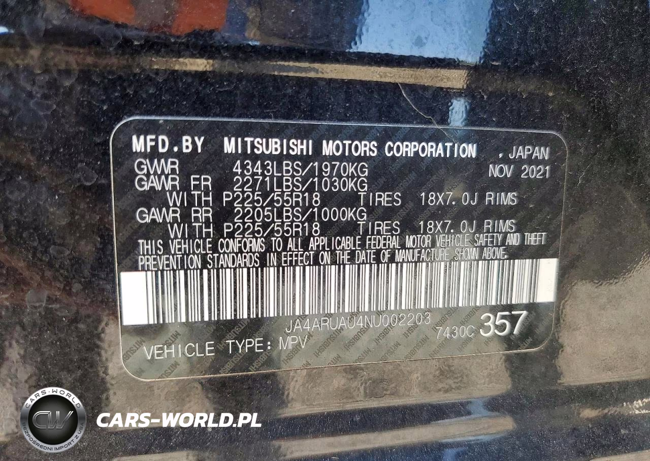 2022 Mitsubishi Outlander Sport Es VIN:JA4ARUAU4NU002203 - 13