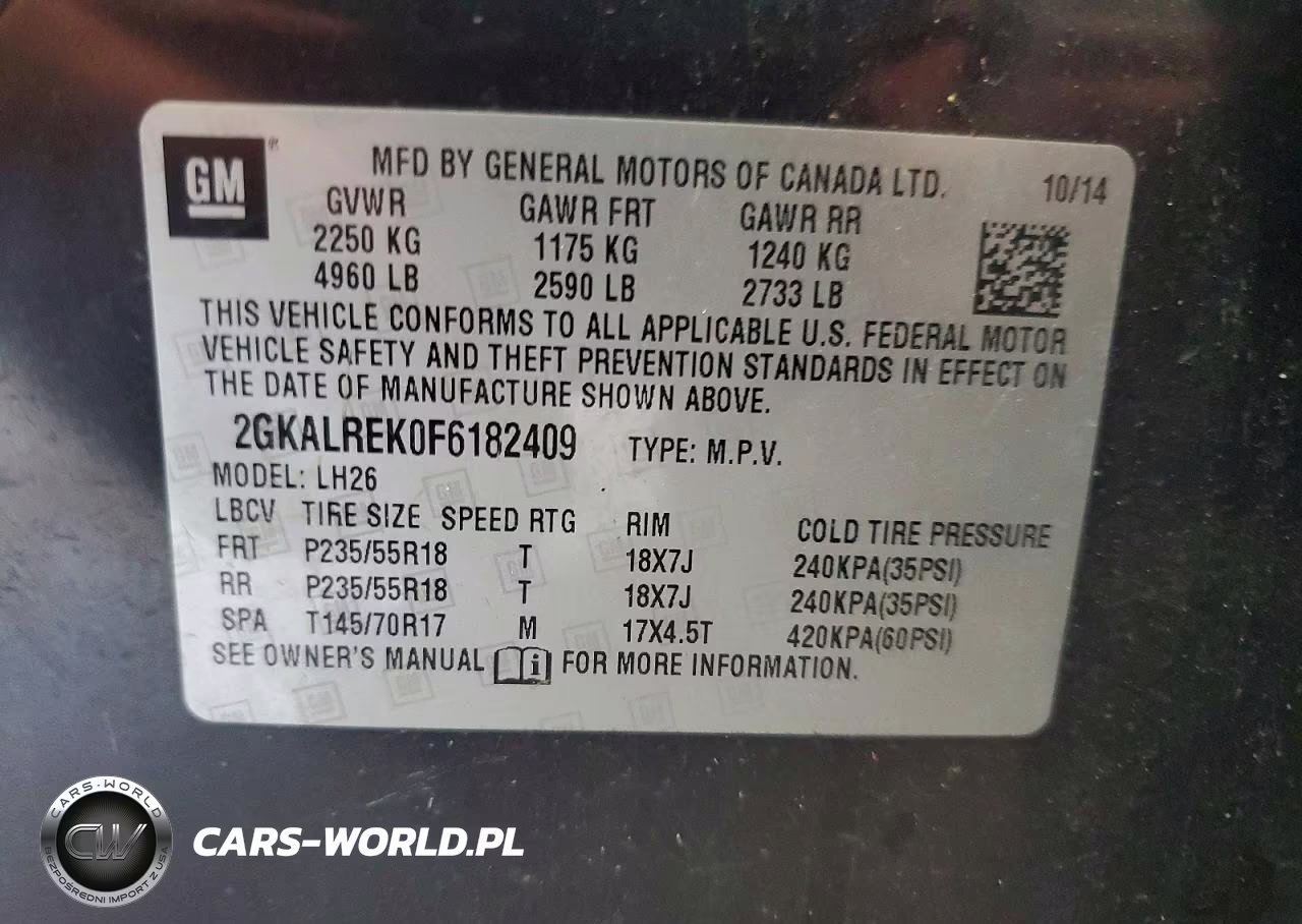 2015 GMC Terrain Sle VIN:2GKALREK0F6182409 - 12
