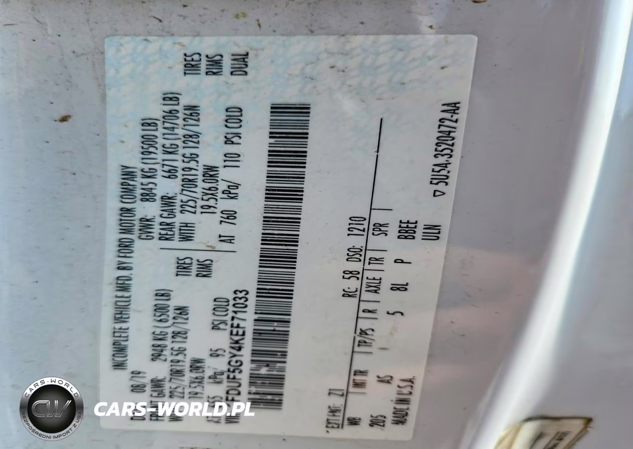 2019 Ford F550 Super Duty VIN:1FDUF5GY4KEF71033 - 13