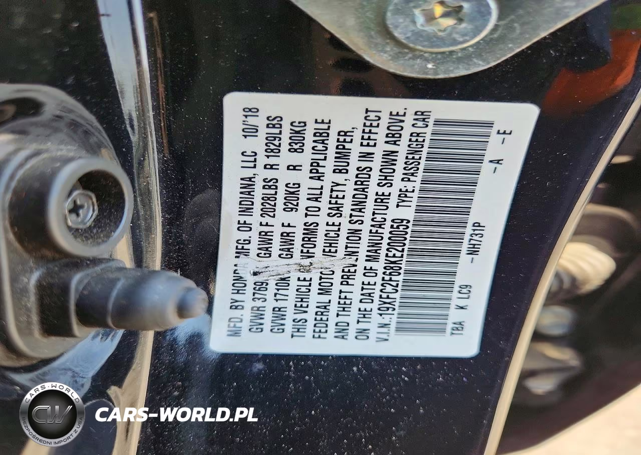 2019 Honda Civic Lx VIN:19XFC2F68KE200059 - 12