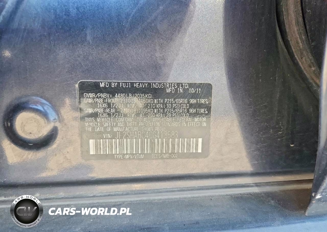 2012 Subaru Forester 2.5X VIN:JF2SHABC4CG413583 - 12