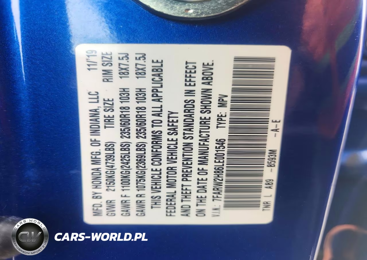 2020 Honda Cr-V Exl VIN:7FARW2H86LE001546 - 13