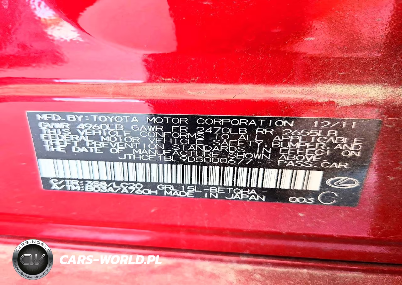 2013 Lexus Gs 350 VIN:JTHCE1BL9D5000677 - 12