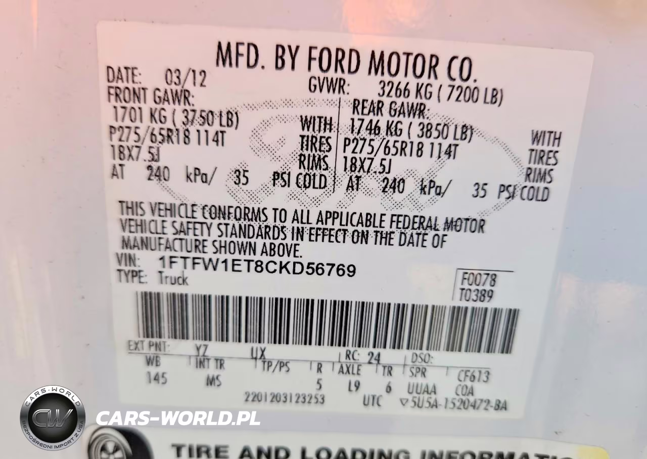 2012 Ford F150 Supercrew VIN:1FTFW1ET8CKD56769 - 12
