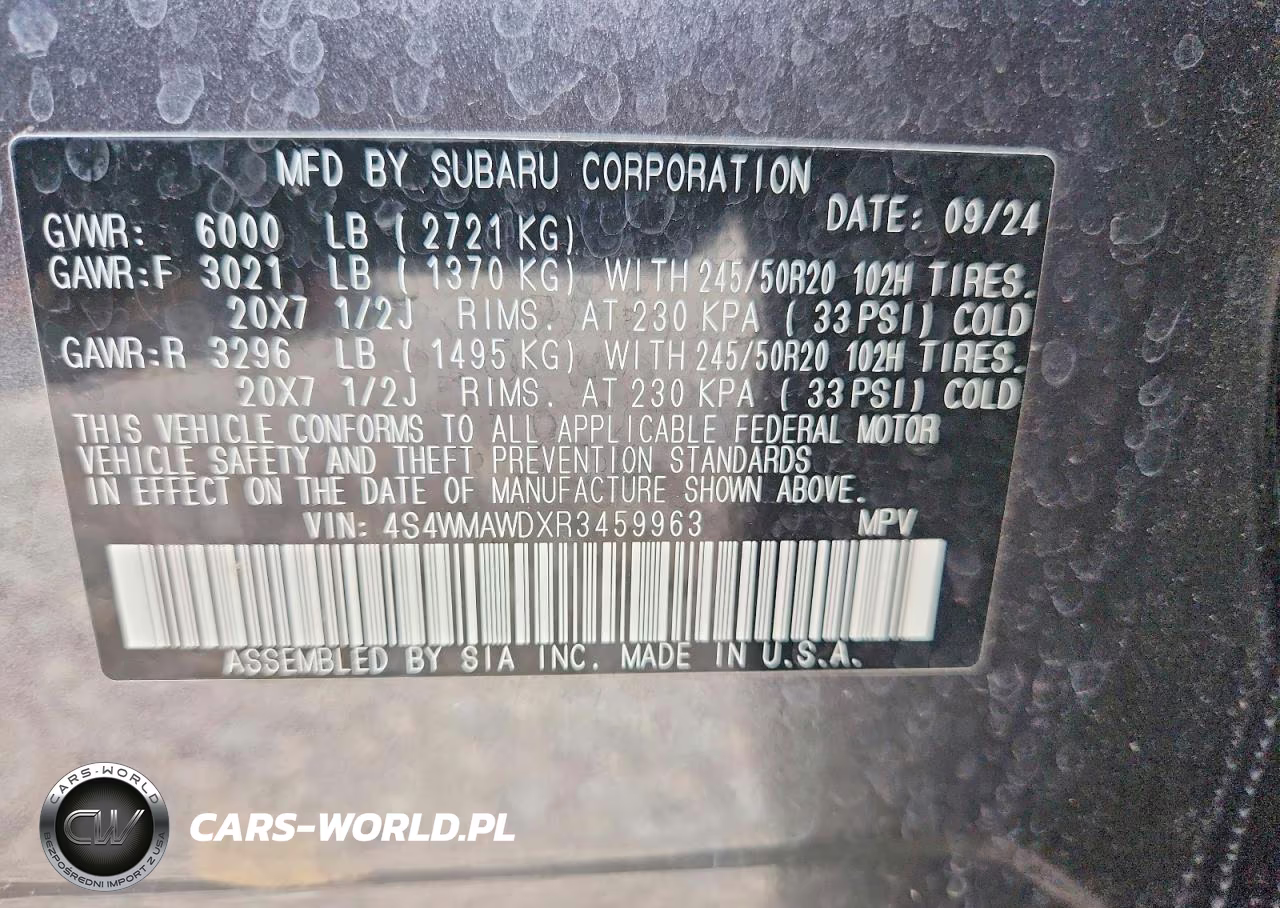 2024 Subaru Ascent Touring VIN:4S4WMAWDXR3459963 - 13