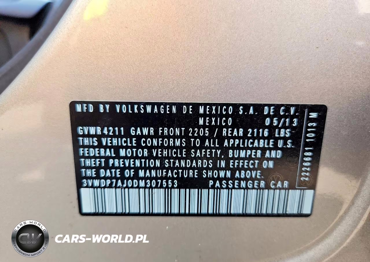 2013 Volkswagen Jetta Se VIN:3VWDP7AJ0DM307553 - 13
