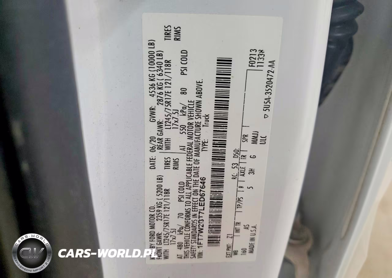 2020 Ford F-250 Xl VIN:1FT7W2BT7LED67646 - 12