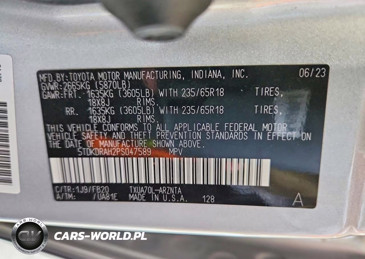 2023 Toyota Highlander L VIN:5TDKDRAH2PS047589 - 14