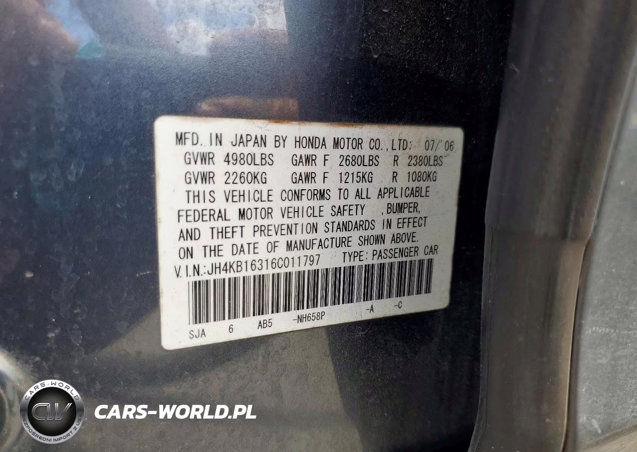 2006 Acura Rl VIN:JH4KB16316C011797 - 12