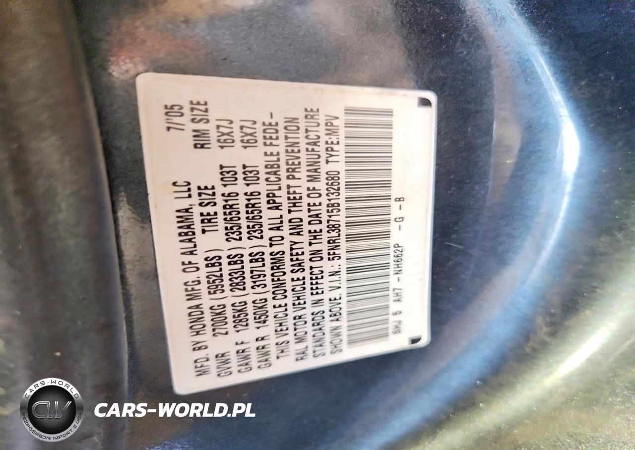 2005 Honda Odyssey Exl VIN:5FNRL38715B132680 - 13