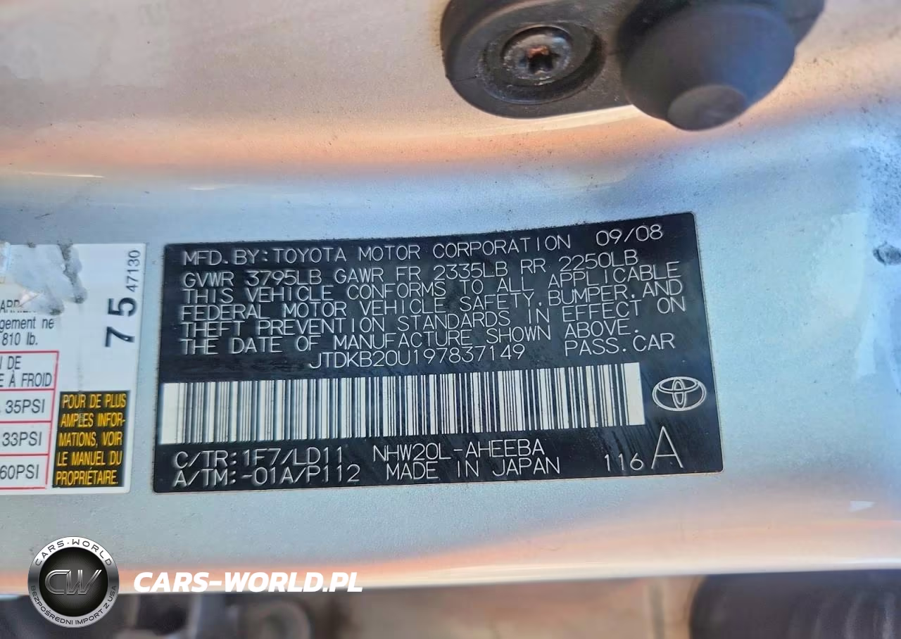 2009 Toyota Prius Base VIN:JTDKB20U197837149 - 12