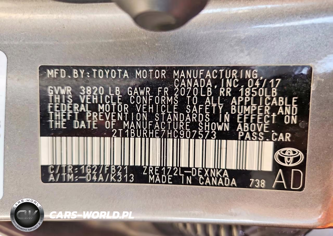 2017 Toyota Corolla Le VIN:2T1BURHE7HC907573 - 12