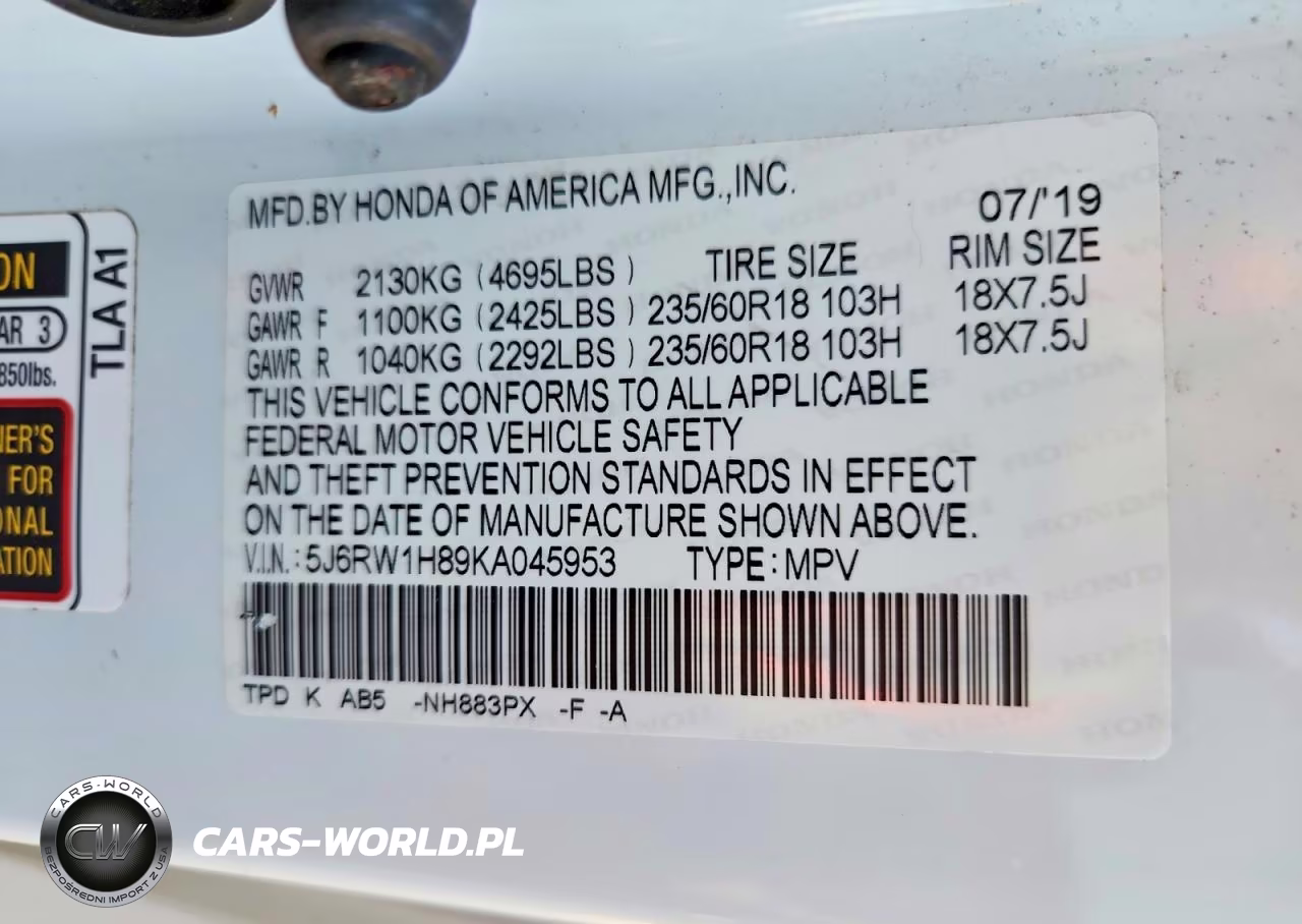 2019 Honda Cr-V Exl VIN:5J6RW1H89KA045953 - 13