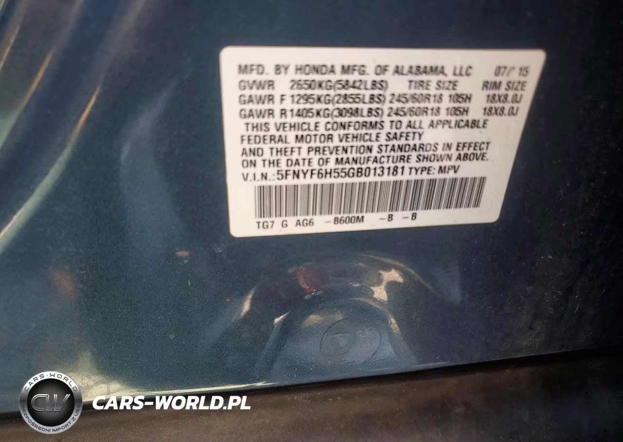 2016 Honda Pilot Exl VIN:5FNYF6H55GB013181 - 13