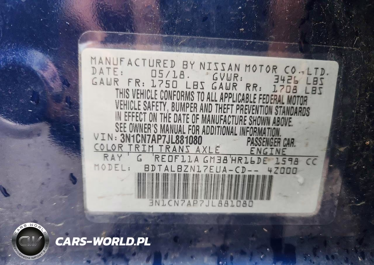 2018 Nissan Versa Sv VIN:3N1CN7AP7JL881080 - 13