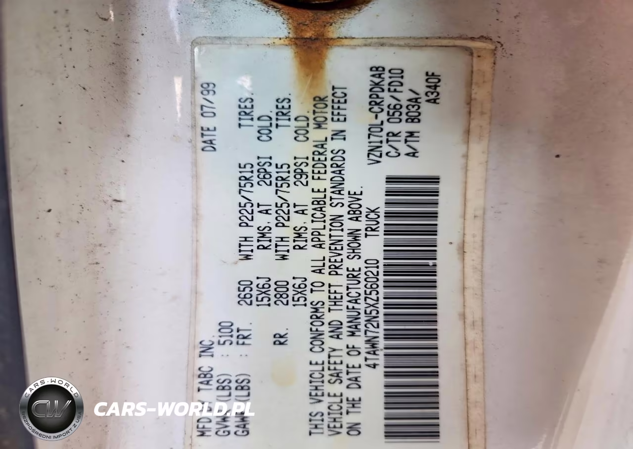 1999 Toyota Tacoma V6 VIN:4TAWN72N5XZ560210 - 12