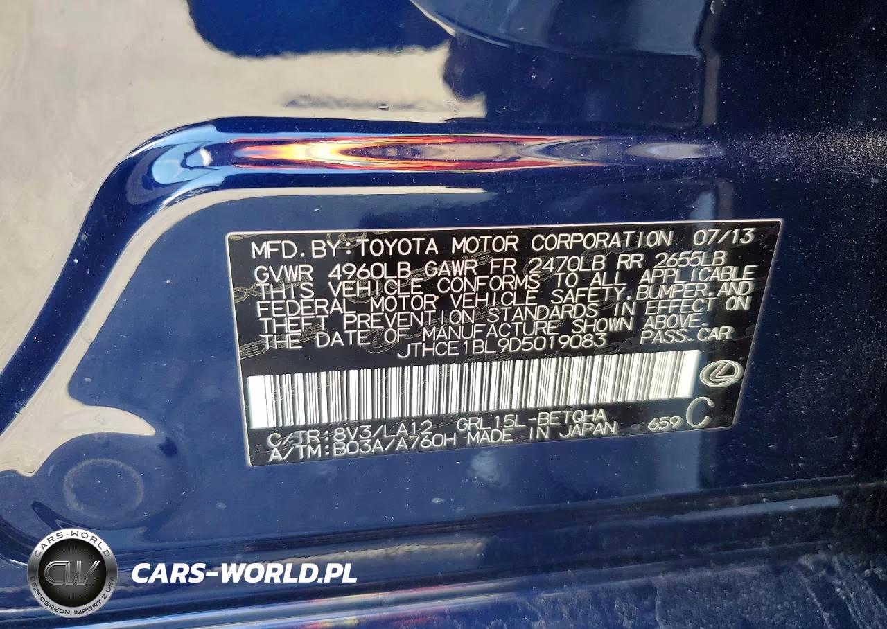 2013 Lexus Gs 350 VIN:JTHCE1BL9D5019083 - 13