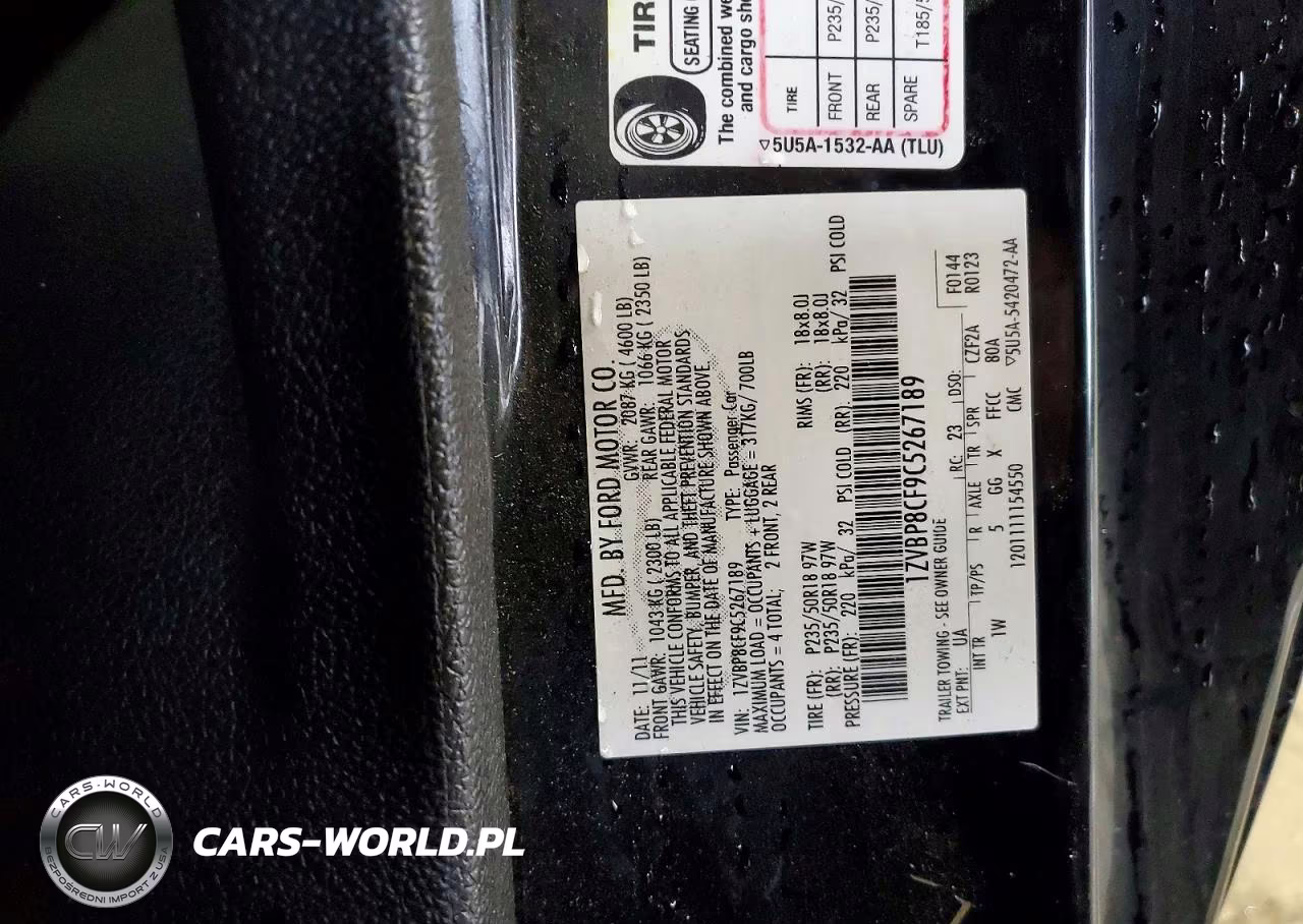 2012 Ford Mustang Gt VIN:1ZVBP8CF9C5267189 - 12