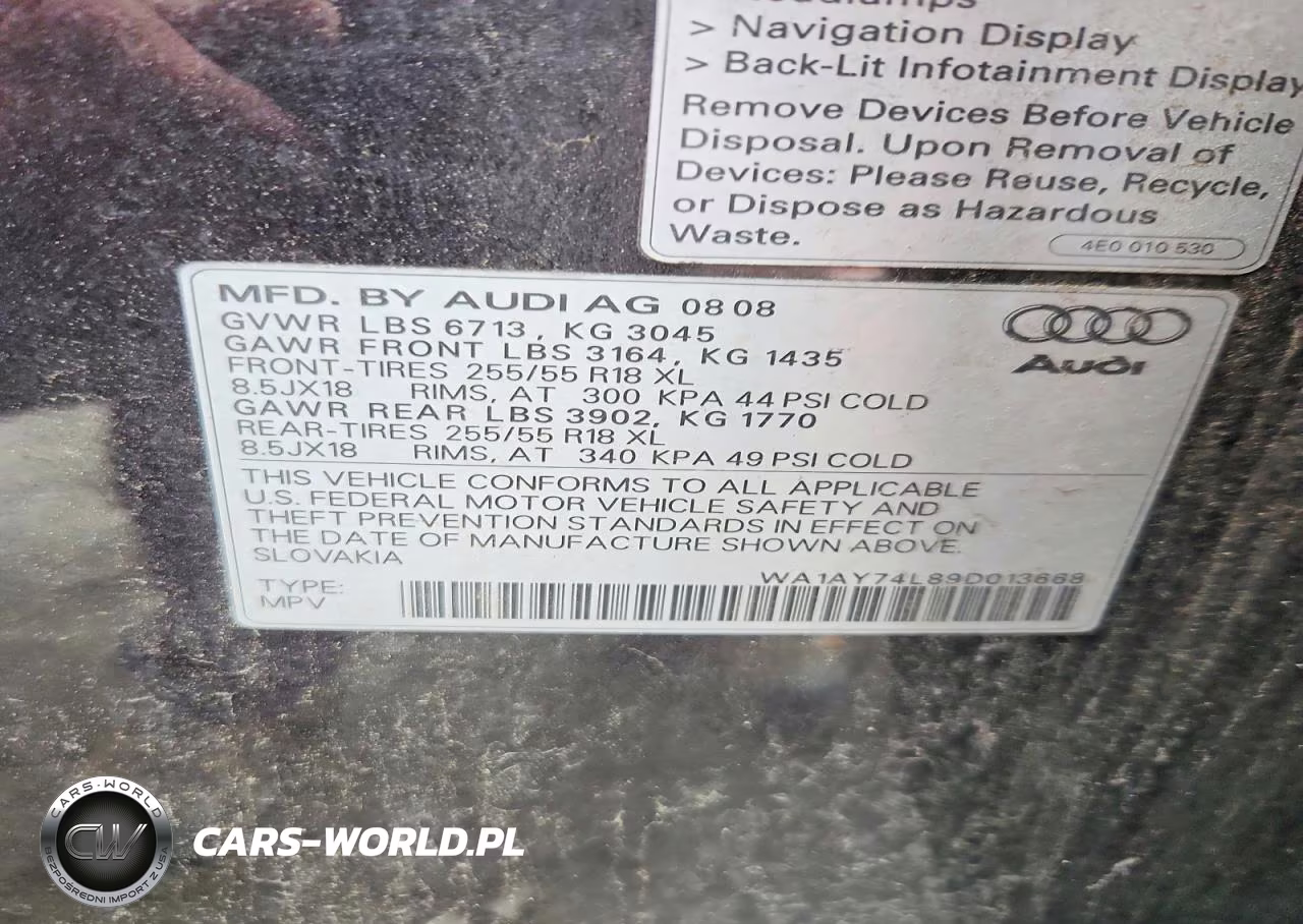2009 Audi Q7 3.6 Quattro VIN:WA1AY74L89D013668 - 13